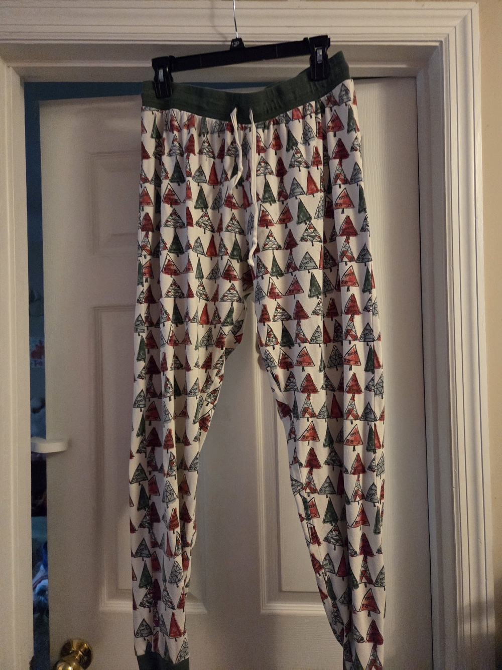 Burt's Bees Baby White Joggers with Red and Green Tree Print Adult Unisex large